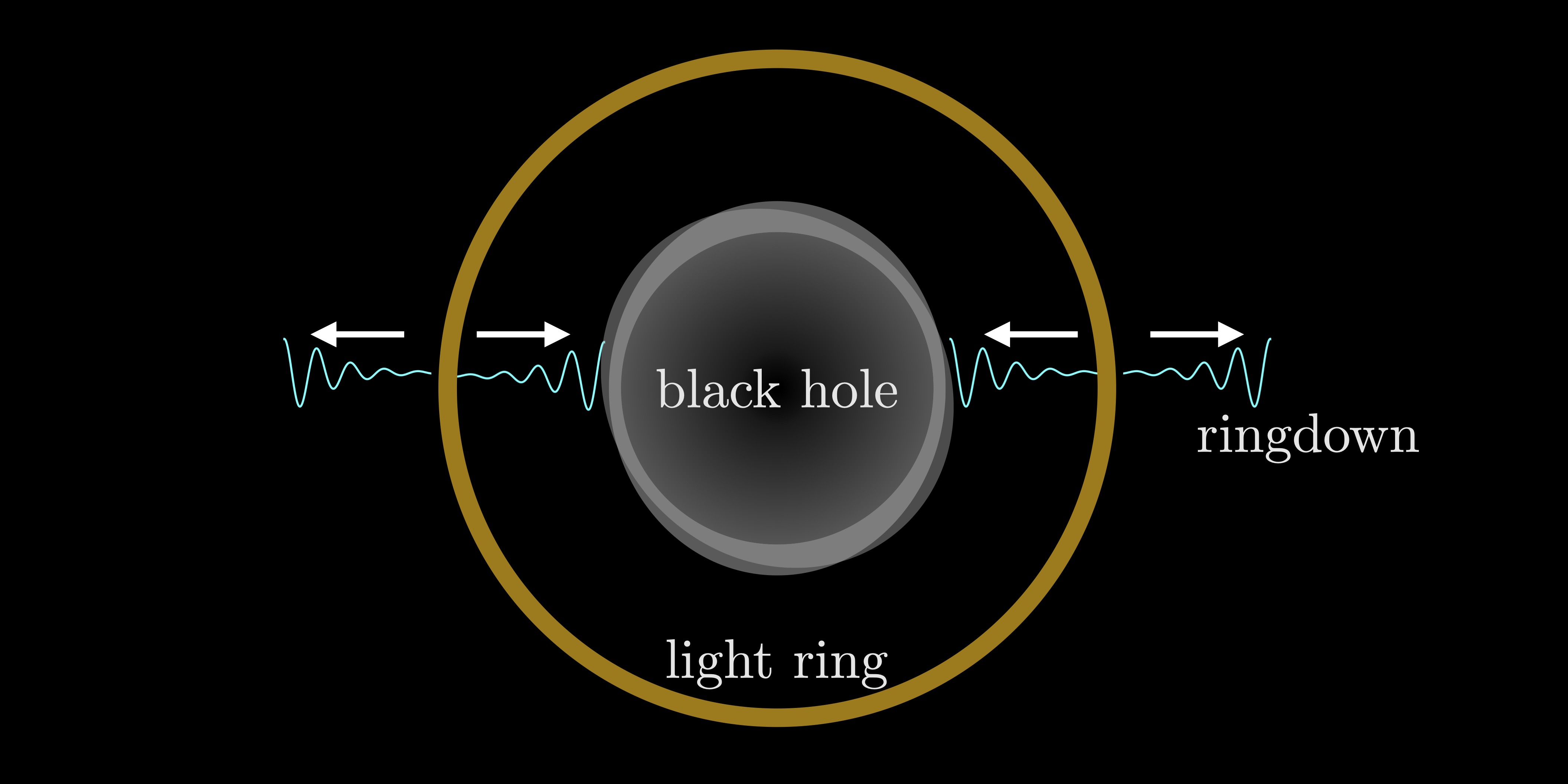 ブラックホール合体後に生じる重力波のイメージ